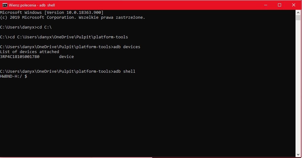 wiersz polecenia adb shell