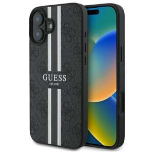 Etui Guess iPhone 16 6.1" czarny/black hardcase 4G Printed Stripes MagSafe