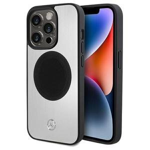 Etui Mercedes MEHMP15X23ACMS iPhone 15 Pro Max 6.7" srebrny/silver hardcase Leather&Alu MagSafe Case