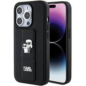 Etui Karl Lagerfeld KLHCP15LGSAKCPK iPhone 15 Pro 6.1" czarny/black hardcase Gripstand Saffiano Karl&Choupette Pins Case