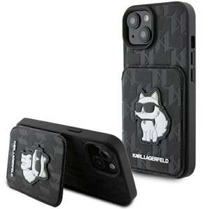 Etui Karl Lagerfeld KLHCP15SSAKCNSCK iPhone 15 6.1" czarny/black hardcase Saffiano Cardslots and Stand Monogram Choupette