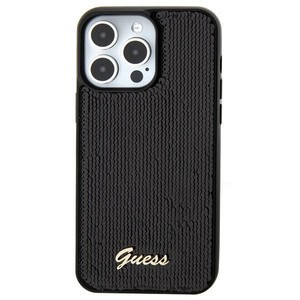 Etui Guess GUHCP15SPSFDGSK iPhone 15 6.1" czarny/black hardcase Sequin Script Metal Case