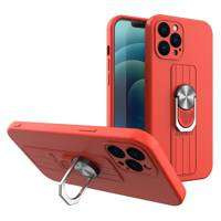 ETUI Ring Case silikonowe etui z uchwytem na palec i podstawką do Samsung Galaxy S21 FE czerwony CASE