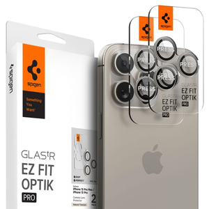 OSŁONA APARATU SPIGEN IPHONE 15 PRO / MAX / 16 PRO / MAX OPTIK.TR EZ FIT 2-PACK NATURAL TITANIUM