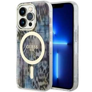 Etui Guess GUHMP14XHLEOPWB iPhone 14 Pro Max 6.7" niebieski/blue hardcase Leopard MagSafe Case