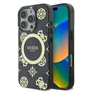 Etui Guess iPhone 16 Pro Max 6.9" czarny/black hardcase IML Peony On 4G Background MagSafe