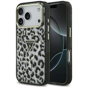 Etui Guess Leopard Glitter MagSafe do iPhone 17 Pro Max czarny