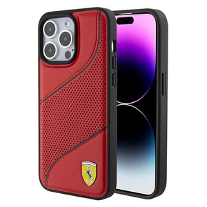Etui Ferrari FEHCP15XPWAR iPhone 15 Pro Max 6.7" czerwony/red hardcase Perforated Waves Metal Logo Case