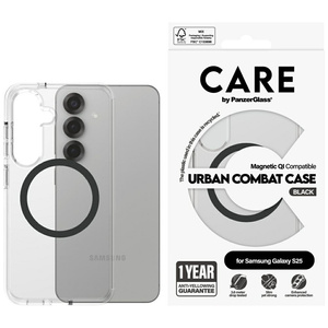 Etui CARE by PanzerGlass Flagship Urban Combat Black QI do Samsung Galaxy S25 przezroczysty